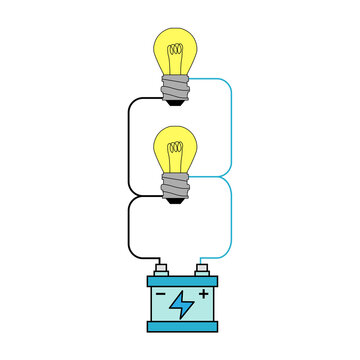 Battery Connected To Light Bulb With Wires Illustration Symbolizing Electricity And Energy Concept (Series Circuit)