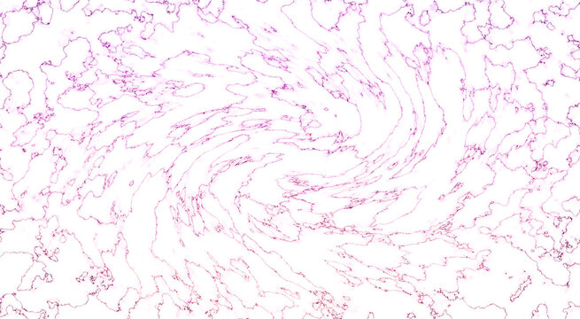 Microscopic view of purple bacteria colony, abstract texture. Swirling cellular patterns, spiral arrangement on white background. Bacterial spread, biological specimen, microbiology lab sample