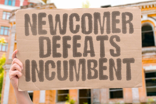 "Newcomer Defeats Incumbent" A progressive newcomer defeats a decades-long incumbent in a primary. NEWCOMER. DEFEATS. INCUMBENT. PARTY. SHIFT.