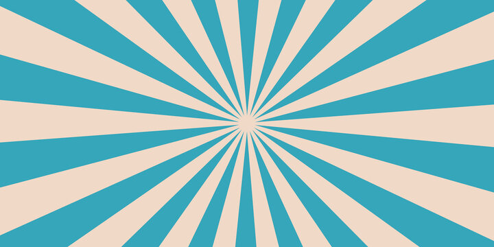 Sunlight wide retro faded background. Turquoise and beige color burst background. Fantasy Vector illustration. Magic Sun beam ray pattern background. Old paper. starburst wallpaper