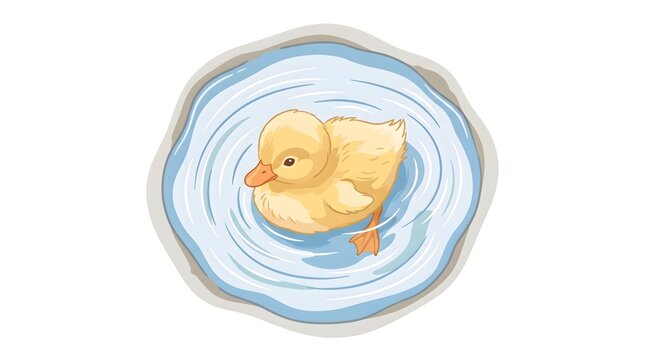 Baby Duckling Overhead Downy Feather Texture &mdash; Yellow Water Ripples Charming Vector