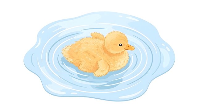 Baby Duckling Overhead Downy Feather Texture &mdash; Yellow Water Ripples Charming Vector