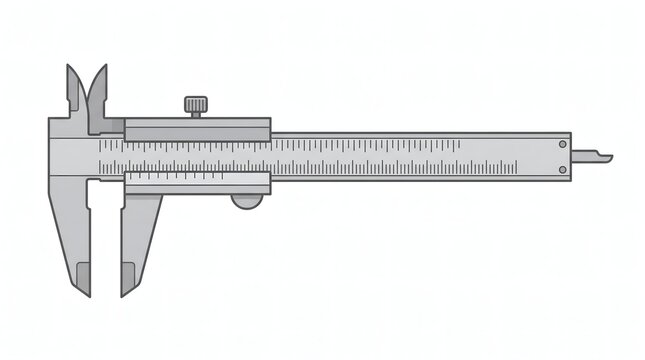 Industrial precision vernier caliper measuring tool for engineering and mechanical work on white background used for accurate distance measurement