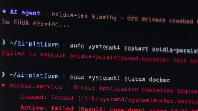 Error Fatal AI System Crash coding Chatbot Virus Corrupts Data red Screen of Death Digital Failure Concept