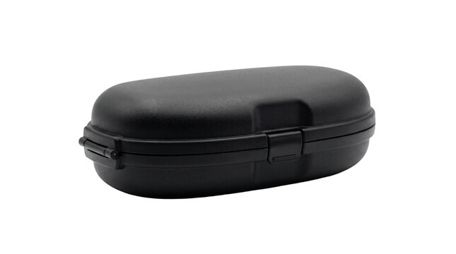 Durable Black Protective Hard Case for Eyewear or Small Electronics PNG Isolated on transparent background