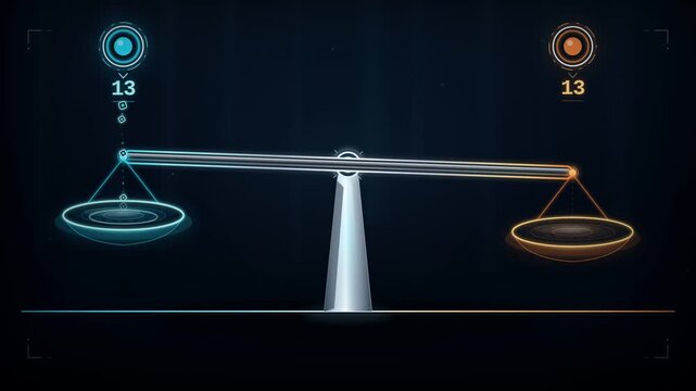 Animated Balance Scale Compares Two Values and Highlights the Higher Result
