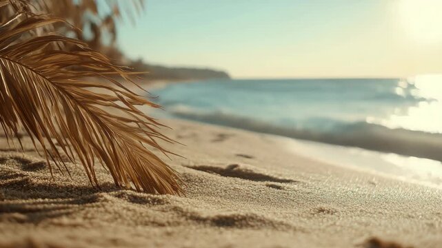 This is a beautiful beach scene with soft sand and clear water, perfect for relaxation or adventure. The sky is filled with clouds, suggesting an overcast day.