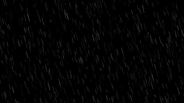 Minimalist White Rain Falling Over Black Background for Video Overlay Transitions