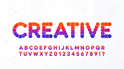 Creative colorful dot alphabet and number typography set © MUHAMMAD