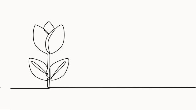 simple flower continuous one-line drawing vector Animation on white background.