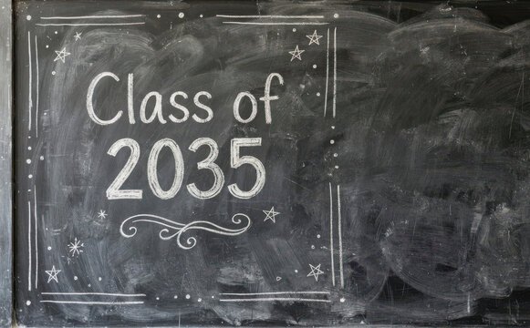 Class of 2035 Chalkboard Sign with Handwritten Typography for Graduation and Back to School Concepts