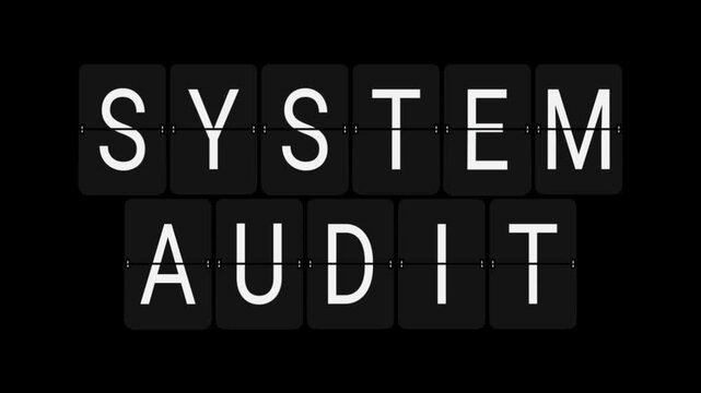 Split-Flap Blank to SYSTEM AUDIT Technology Display Animation on Black Background
