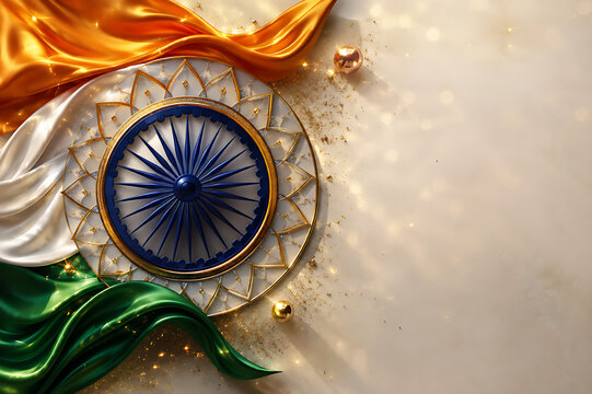 Indian Independence, Independent Day and Republic Day Tricolor Decorative Design with Ashoka Chakra