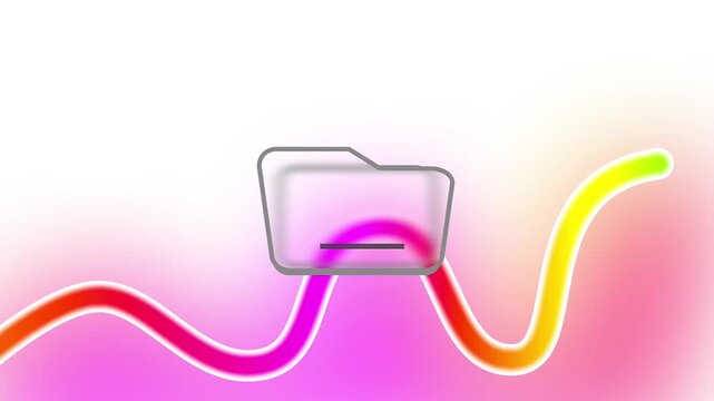 Digital folder icon with glowing colorful wavy line