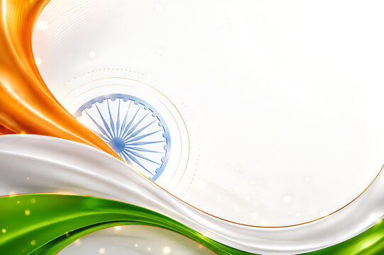 Indian Independence, Independent Day and Republic Day Tricolor Decorative Design with Ashoka Chakra