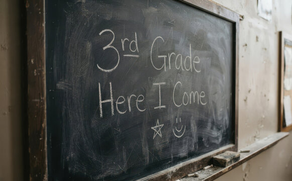 3rd Grade Here I Come Chalkboard Sign in Classroom Back to School Concept