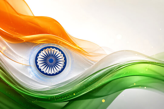 Indian Independence, Independent Day and Republic Day Tricolor Decorative Design with Ashoka Chakra