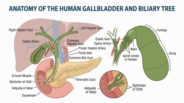 Human Gallbladder and Bile Duct Anatomy Vector