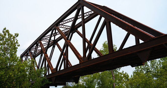 Rustic landmark Connecticut River Train Bridge in Middletown Connecticut