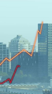 Animation of diagrams moving over cityscape