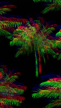 Animation of palm trees over black background