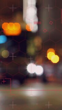 Animation of data processing over cityscape
