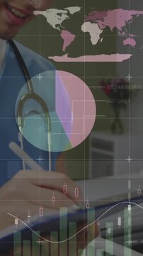 Analyzing medical data animation, healthcare professionals working in clinical setting