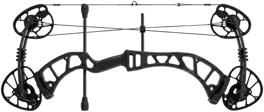Professional black compound bow for hunting and archery.