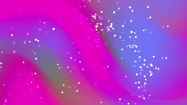 Abstract pink and blue gradient waves flowing with shimmering particles