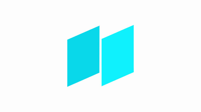 Two cyan blue slanted parallel panel icons