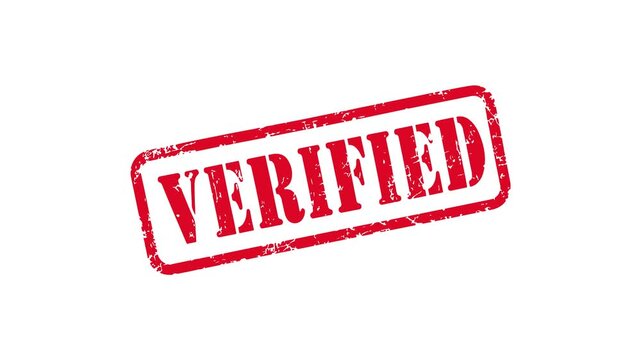 Verified red grunge stamp for authentication, approval and confirmed status