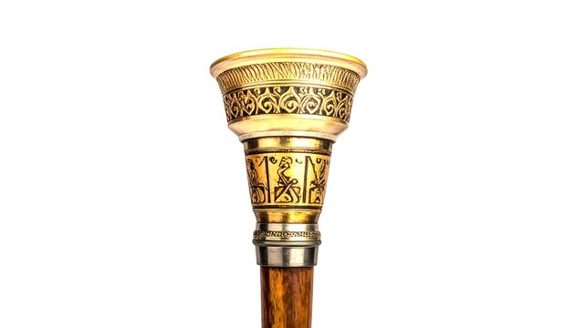Golden ornate goblet with intricate engravings.