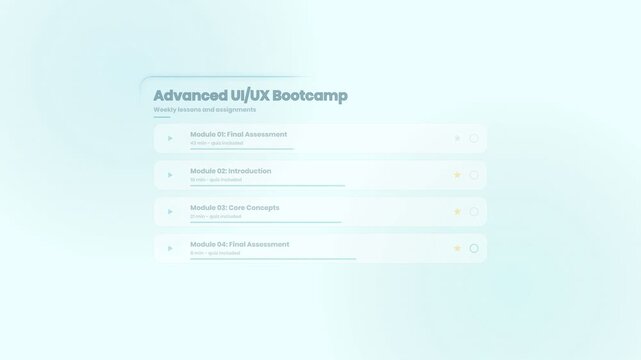 Advanced ui ux bootcamp interface showing course modules and lesson progress