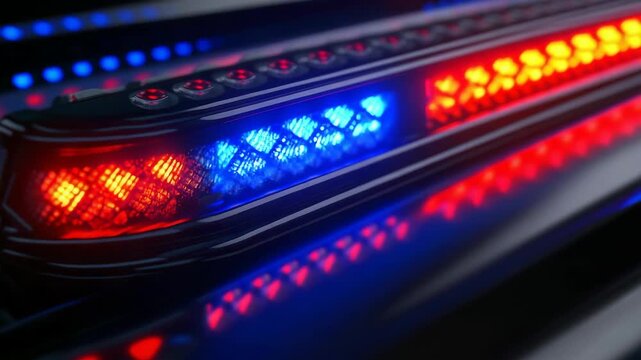 A close-up of vibrant red and blue LEDs against a dark backdrop.