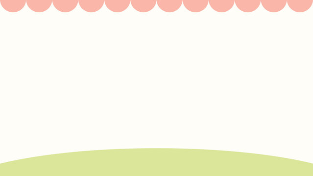 Cute pink awning tent frame background presentation with soft green hill landscape