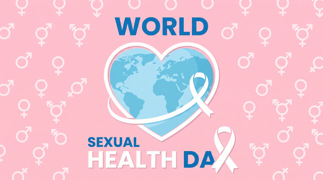 World Sexual Health Day campaign graphic with heart and awareness ribbon for global health education