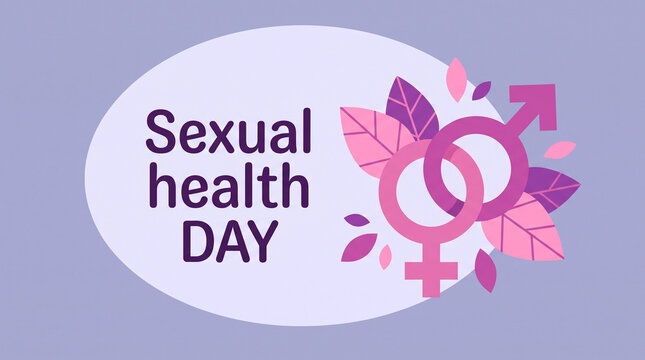 World Sexual Health Day campaign badge with vibrant floral ribbon symbolizing global awareness and well-being