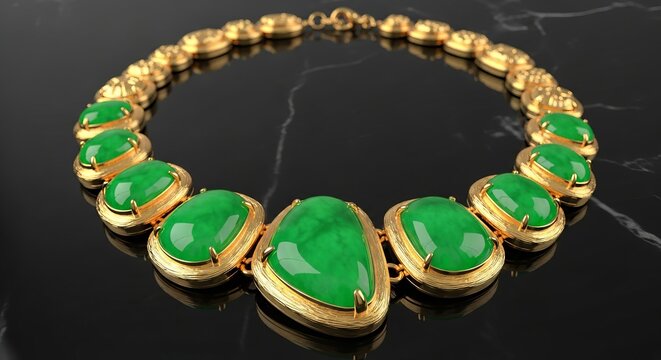 Luxury Gold Jewelry with Natural Green Jade Gemstones