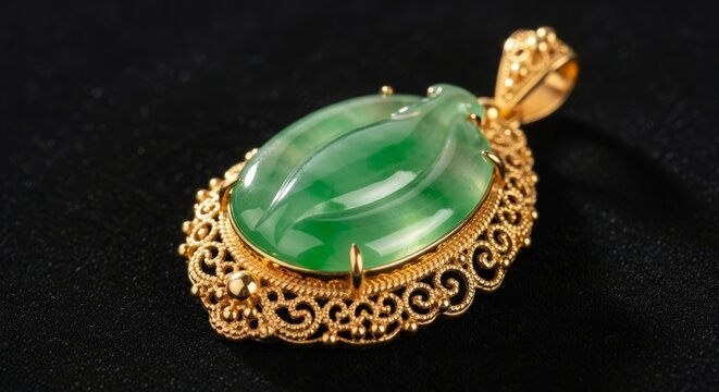 Luxury Gold Jewelry with Natural Green Jade Gemstones