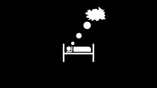 depicting a person sleeping comfortably in a bed against a solid black background, representing rest.