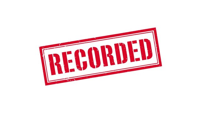 Recorded red grunge stamp for documented registered and archived information