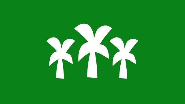 A clean, minimalist graphic design featuring three black silhouette palm trees set against a stark white background. This elegant and modern vector artwork captures