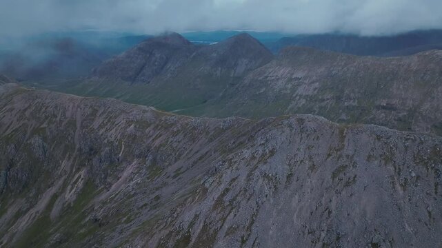 Scotland's highland mountains in Glencoe at dusk peak