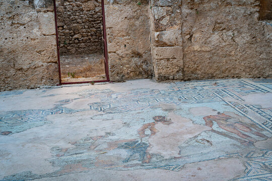 Ancient Mosaic Floor  at Syedra Archaeological Site, Turkey