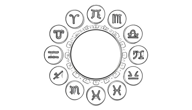 Ancient greek alphabet symbols on circular emblem.