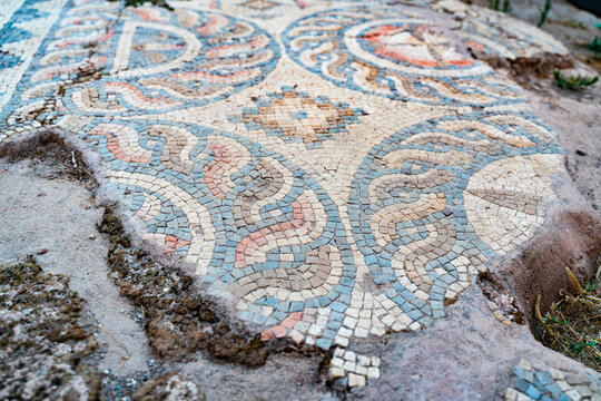 Ancient Mosaic Floor  at Syedra Archaeological Site, Turkey