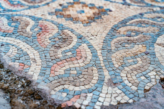 Ancient Mosaic Floor  at Syedra Archaeological Site, Turkey