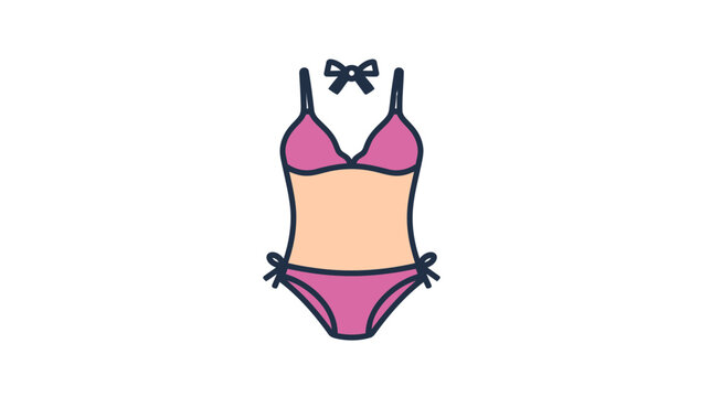 Two-piece pink bikini swimwear with bows