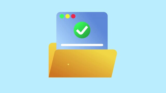 Verified and secure document files, Access granted folder icon 2d Animation with Alpha Matte
