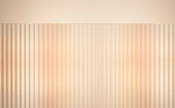 Minimalist beige fluted wall panel texture background with vertical grooves and smooth architectural design for modern interior decor and contemporary empty space backdrop